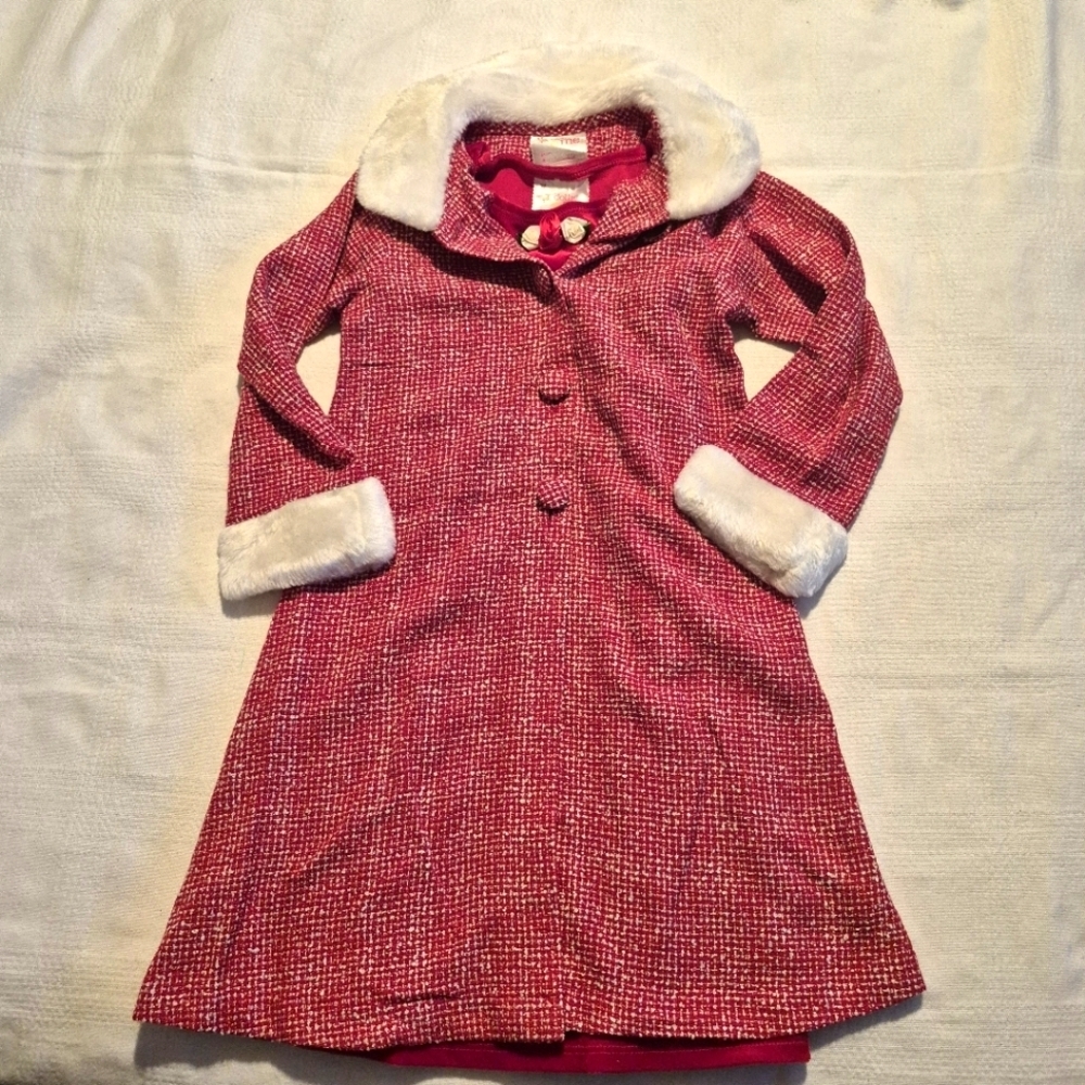 Youngland Dollie & Me girls size 6X red velvety dress and jacket, light weight